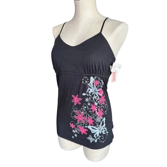 Y2K 2008 NWT Floral Rhinestone Milkmaid Tank size XL - Picture 4 of 9